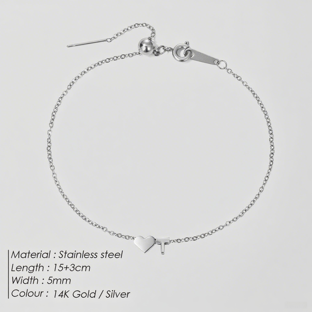 The "Cherished Initial" Heart & Monogram Bracelet