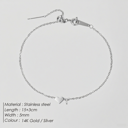 The "Cherished Initial" Heart & Monogram Bracelet