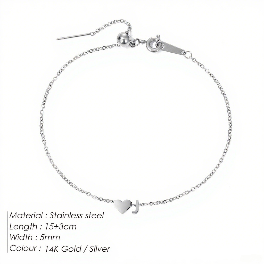 The "Cherished Initial" Heart & Monogram Bracelet