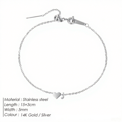 The "Cherished Initial" Heart & Monogram Bracelet