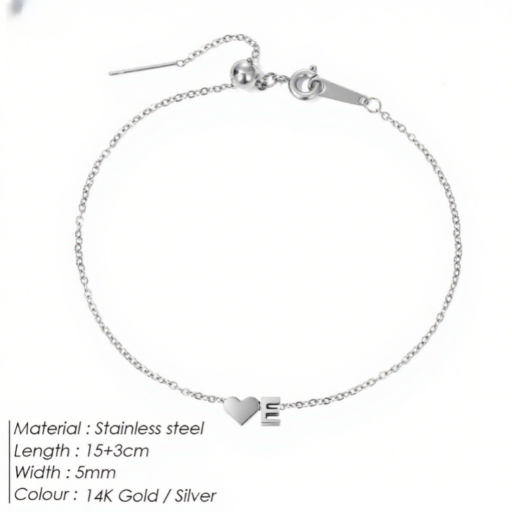 The "Cherished Initial" Heart & Monogram Bracelet