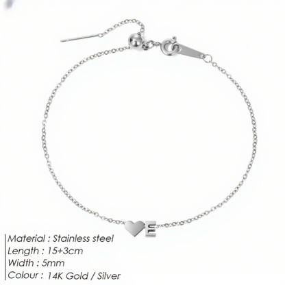 The "Cherished Initial" Heart & Monogram Bracelet