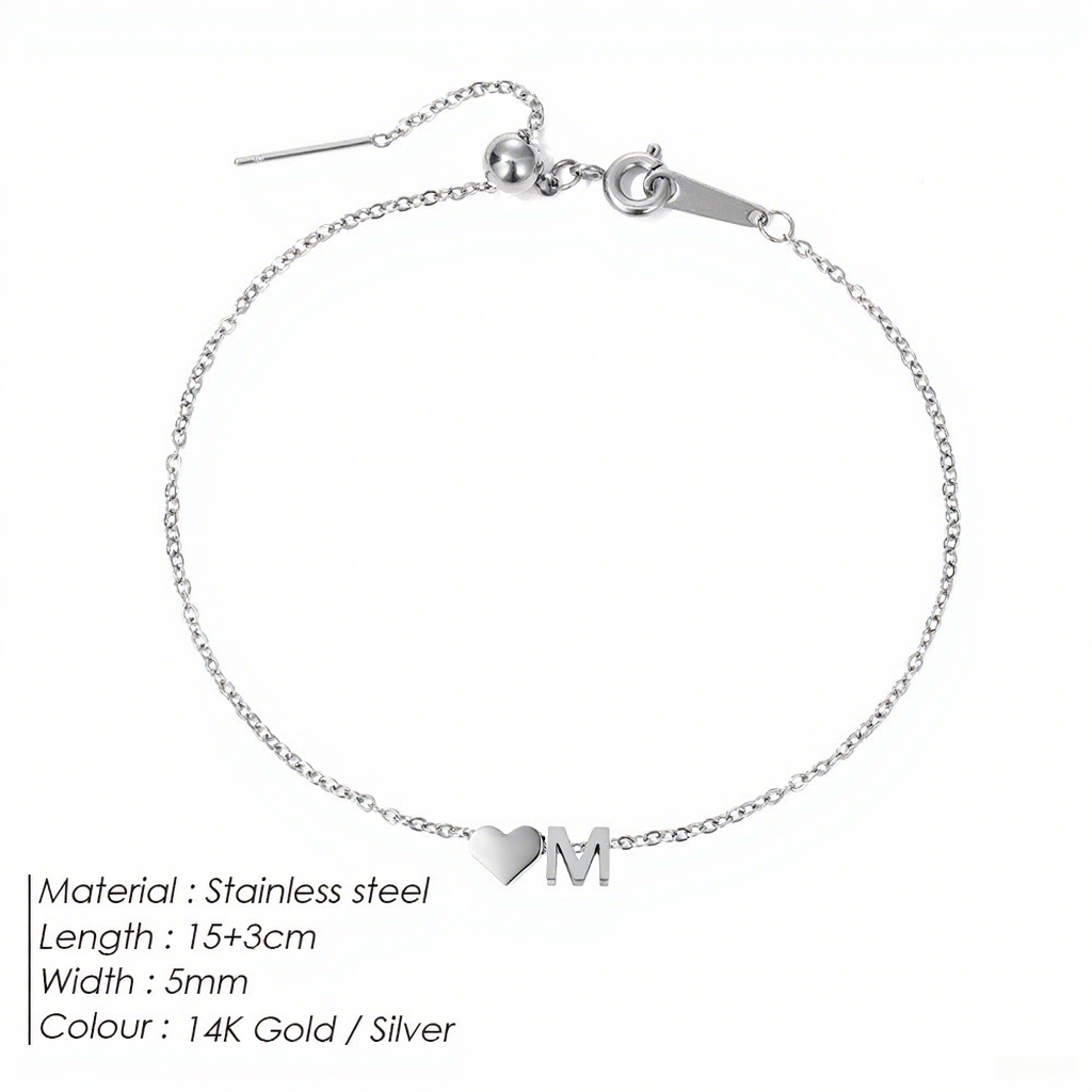 The "Cherished Initial" Heart & Monogram Bracelet