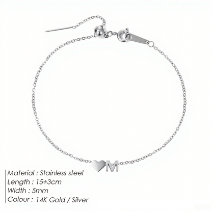 The "Cherished Initial" Heart & Monogram Bracelet