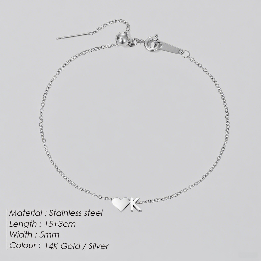 The "Cherished Initial" Heart & Monogram Bracelet