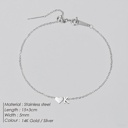 The "Cherished Initial" Heart & Monogram Bracelet