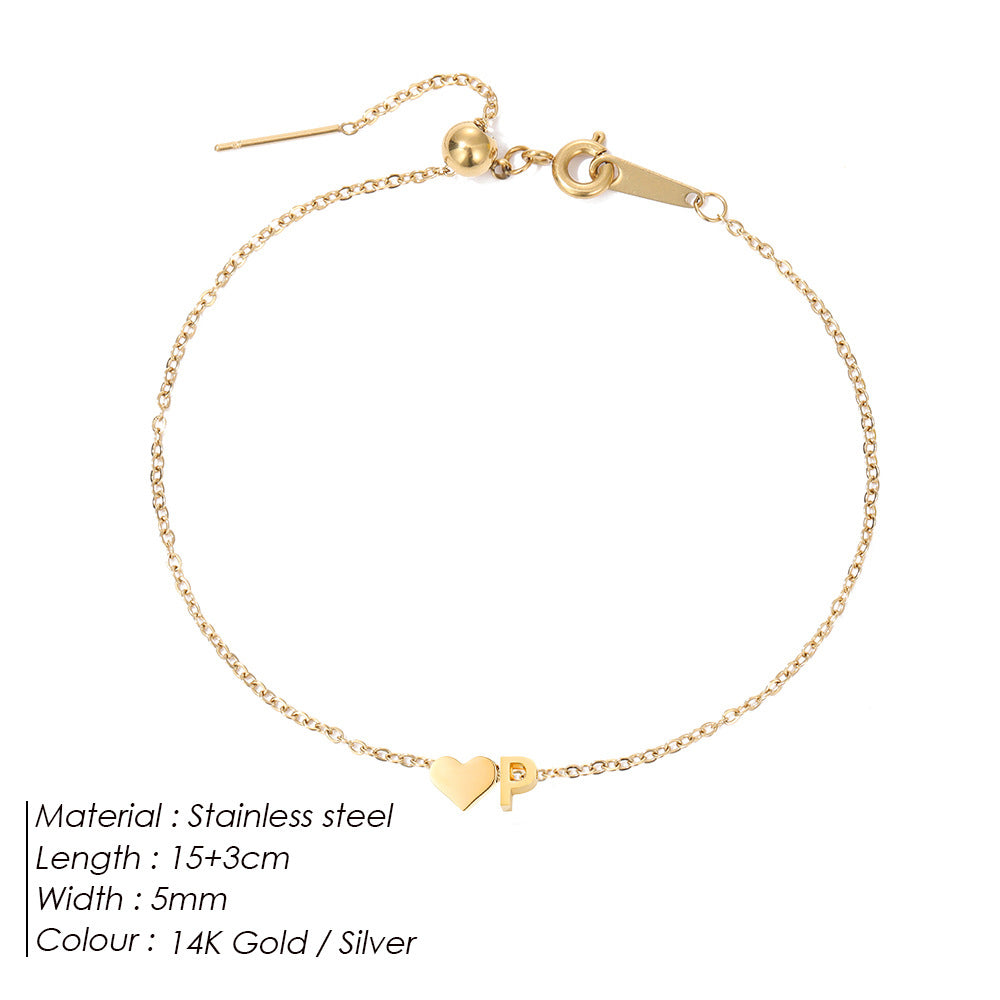 The "Cherished Initial" Heart & Monogram Bracelet