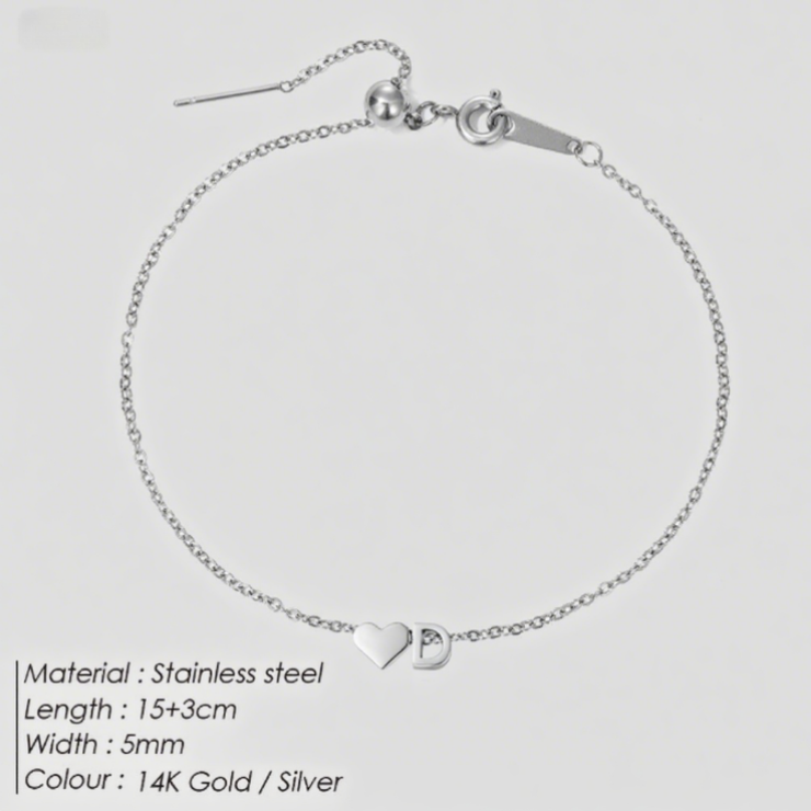 The "Cherished Initial" Heart & Monogram Bracelet