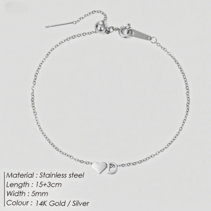 The "Cherished Initial" Heart & Monogram Bracelet