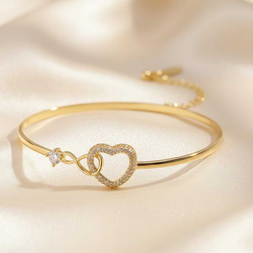 Infinity heart charm bracelet silver adjustable love symbol for her