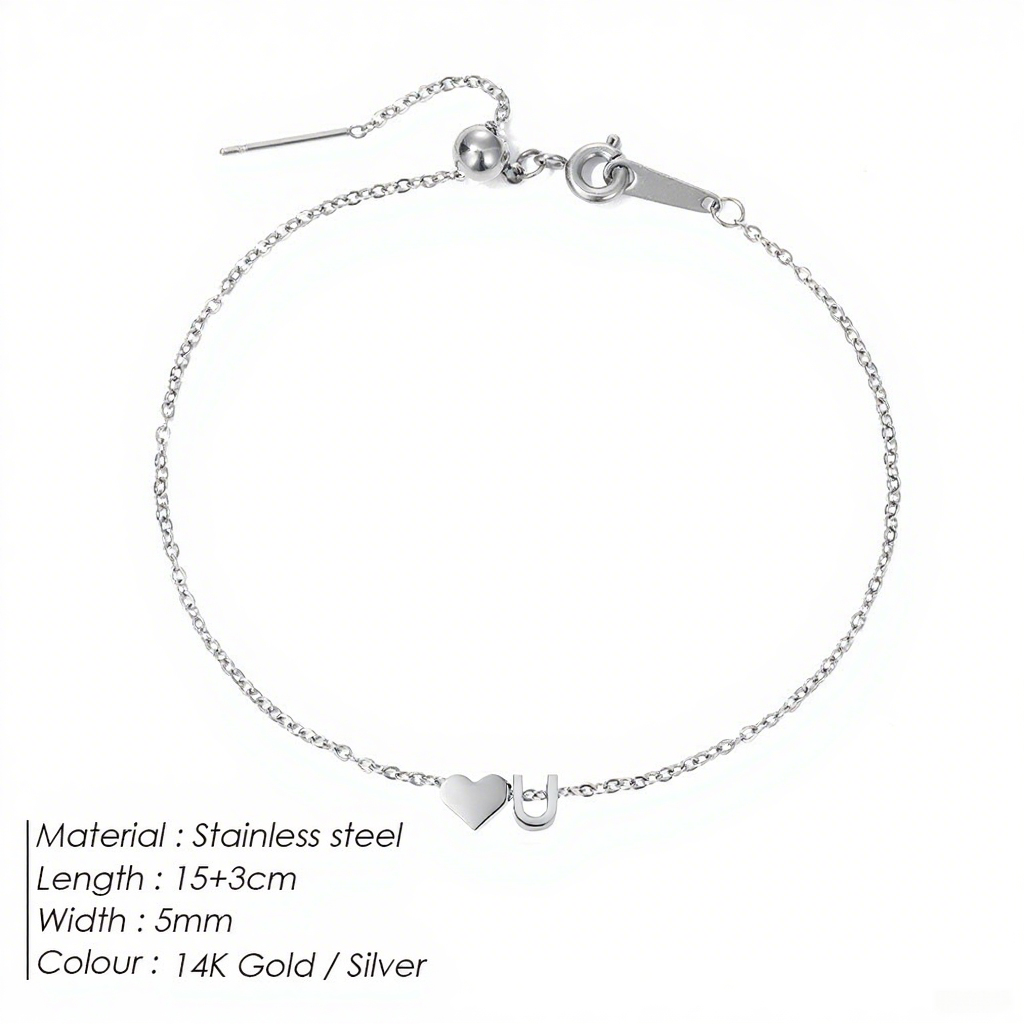 The "Cherished Initial" Heart & Monogram Bracelet