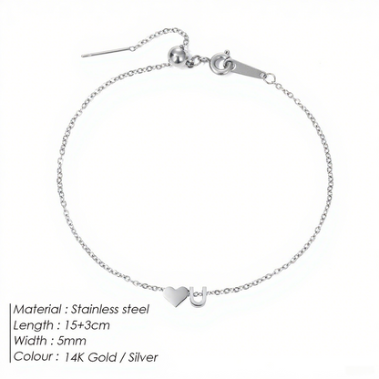 The "Cherished Initial" Heart & Monogram Bracelet