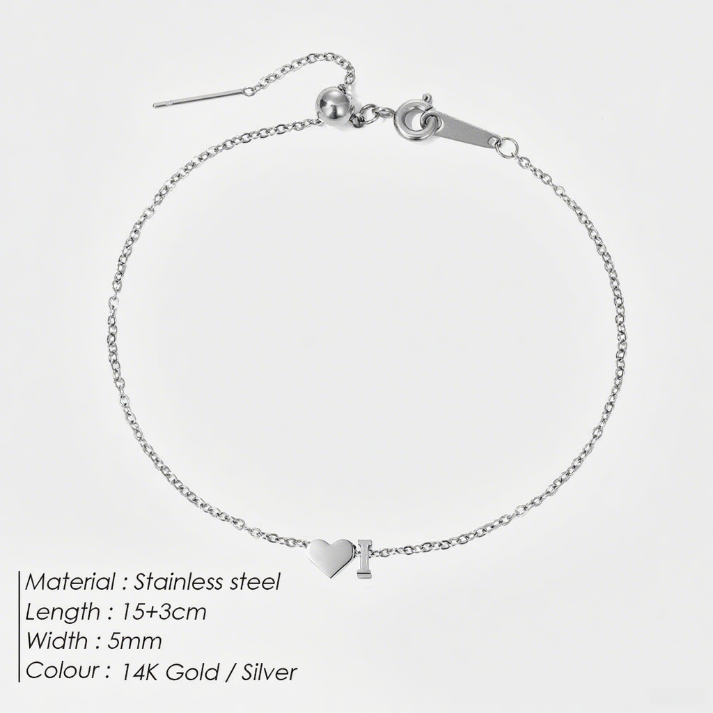 The "Cherished Initial" Heart & Monogram Bracelet