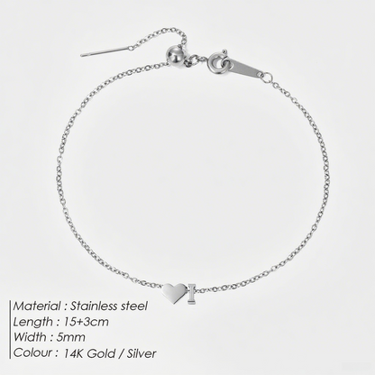 The "Cherished Initial" Heart & Monogram Bracelet