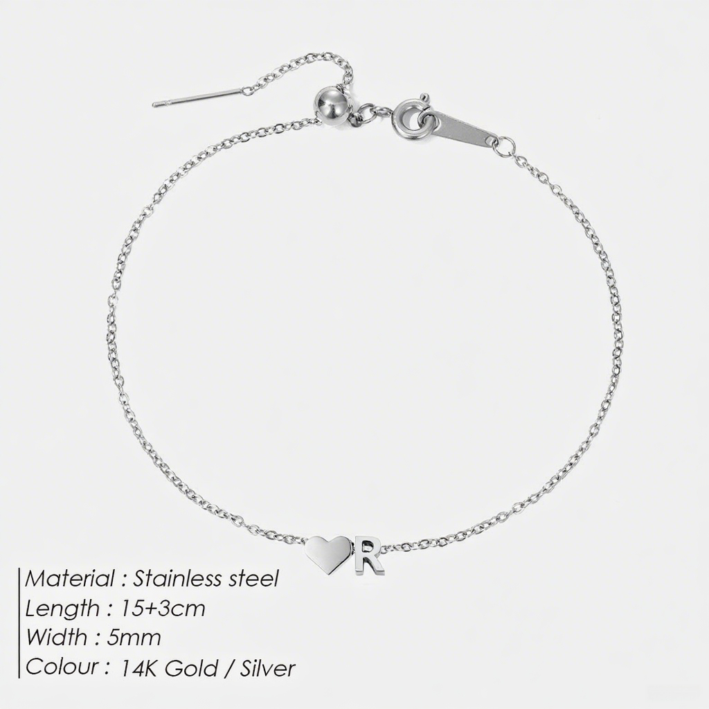 The "Cherished Initial" Heart & Monogram Bracelet