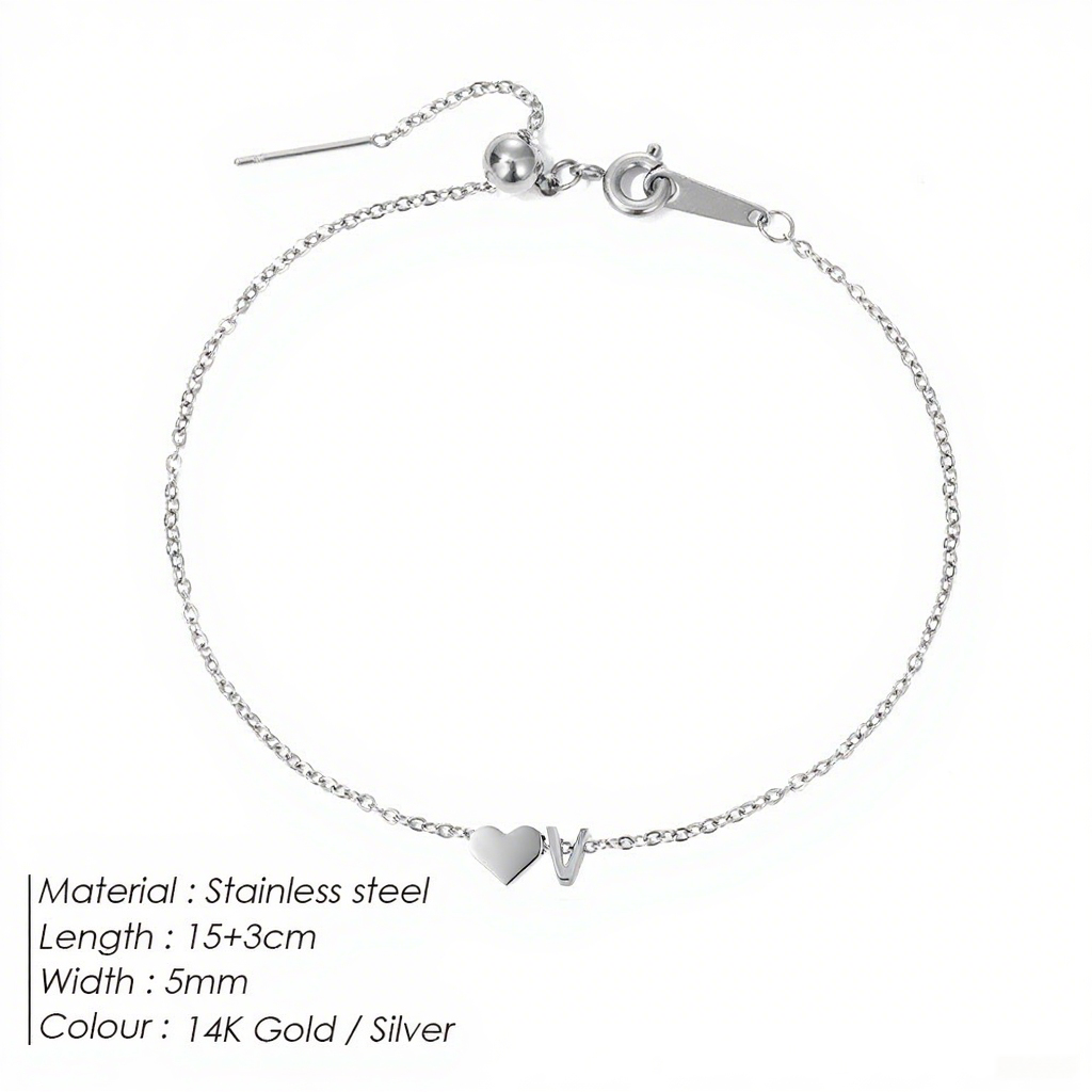 The "Cherished Initial" Heart & Monogram Bracelet