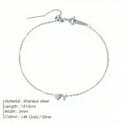 The "Cherished Initial" Heart & Monogram Bracelet