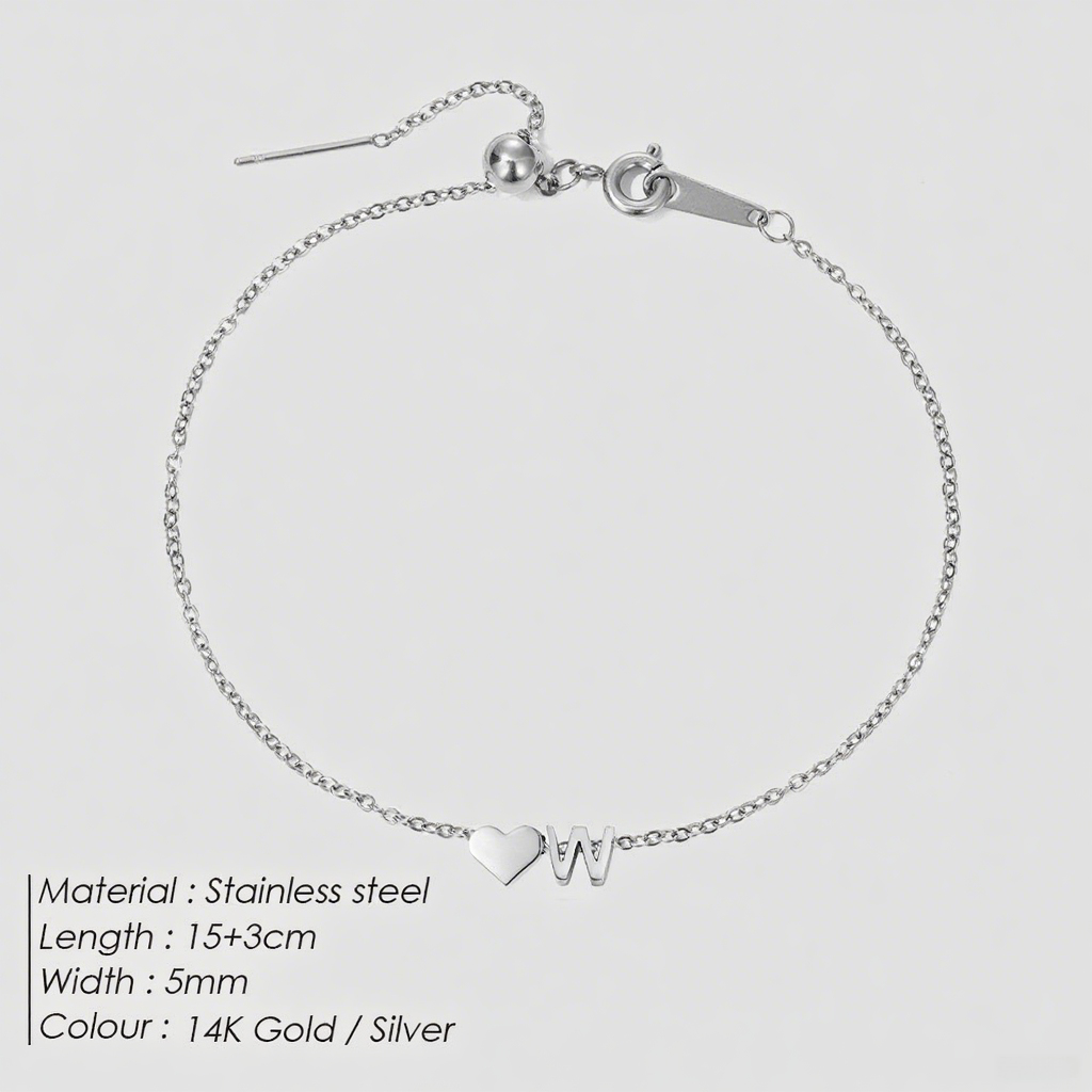 The "Cherished Initial" Heart & Monogram Bracelet