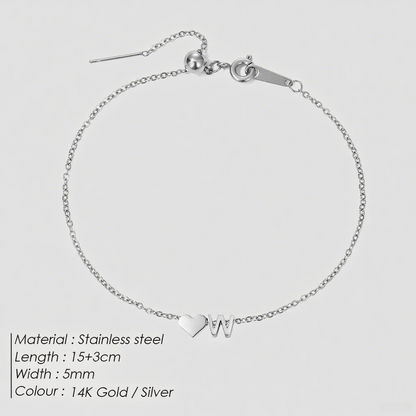 The "Cherished Initial" Heart & Monogram Bracelet