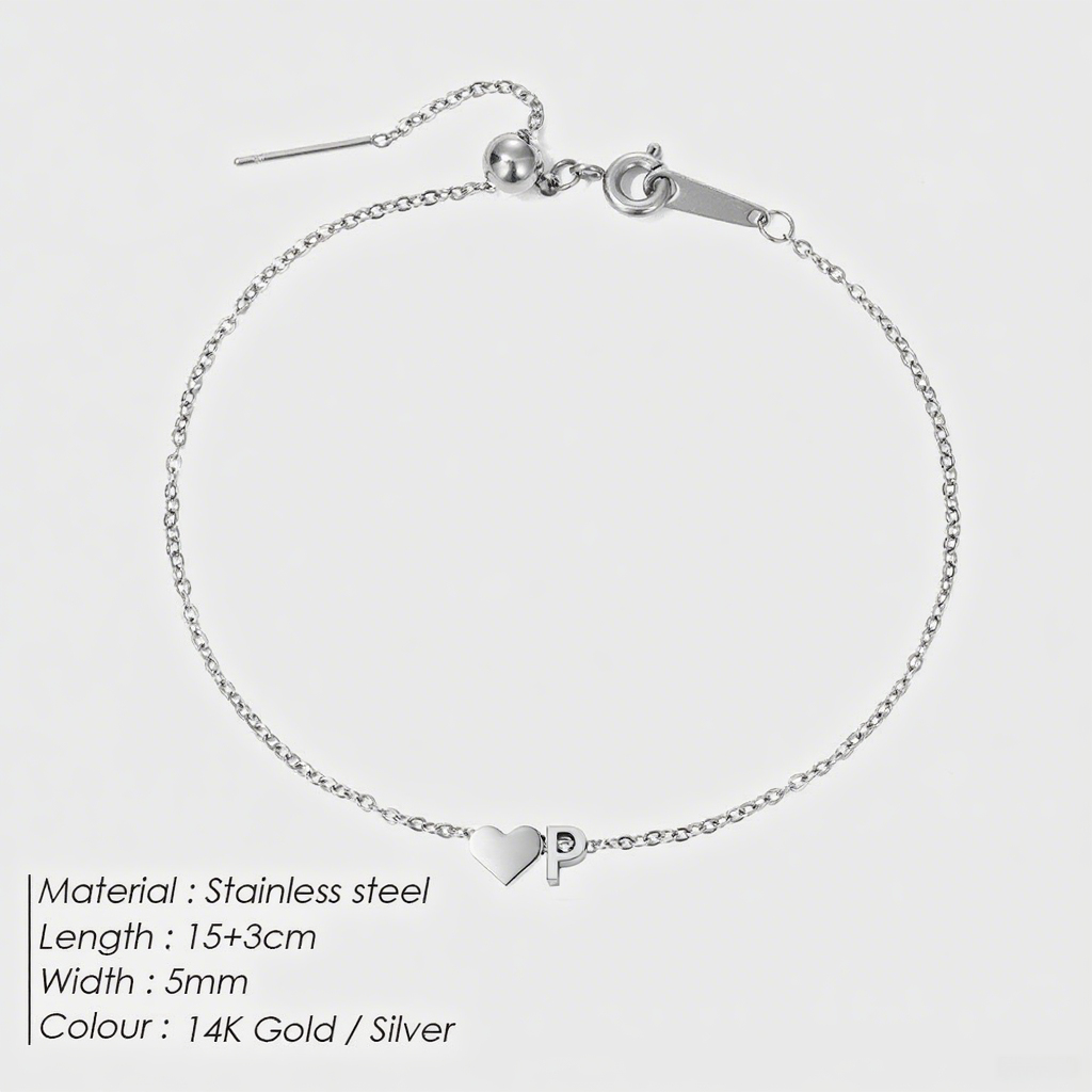 The "Cherished Initial" Heart & Monogram Bracelet