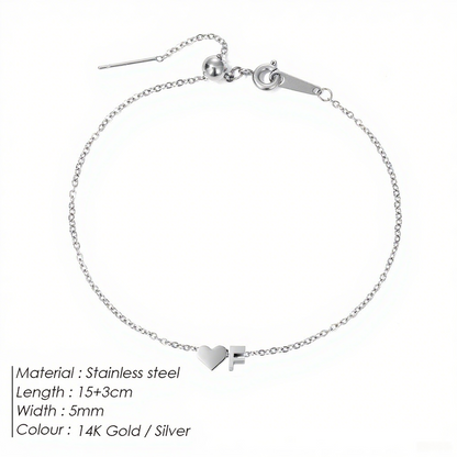 The "Cherished Initial" Heart & Monogram Bracelet