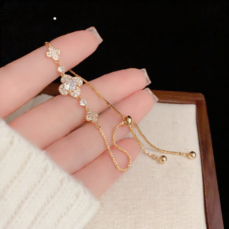 Pavé crystal flower slider bracelet diamond look luxury style