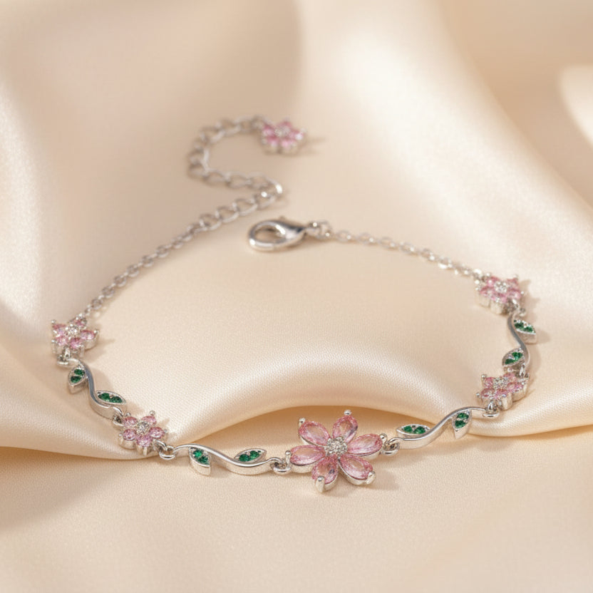 Crystal flower garden bracelet vine design sparkly rhinestone