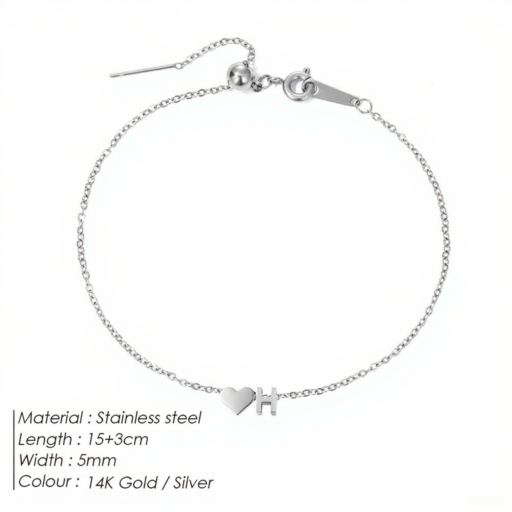 The "Cherished Initial" Heart & Monogram Bracelet