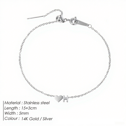 The "Cherished Initial" Heart & Monogram Bracelet