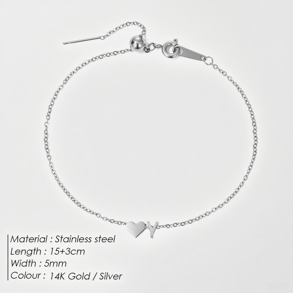 The "Cherished Initial" Heart & Monogram Bracelet