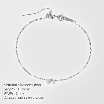 The "Cherished Initial" Heart & Monogram Bracelet