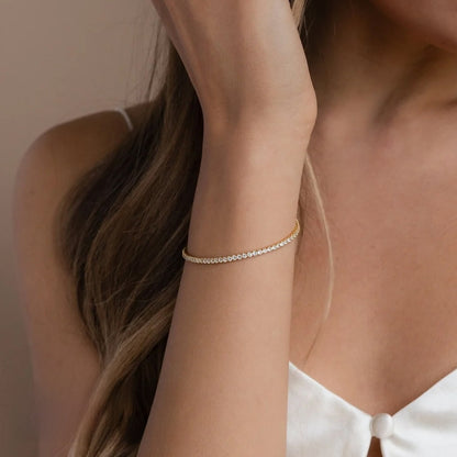 Gold eternity tennis bracelet crystal zirconia diamond look