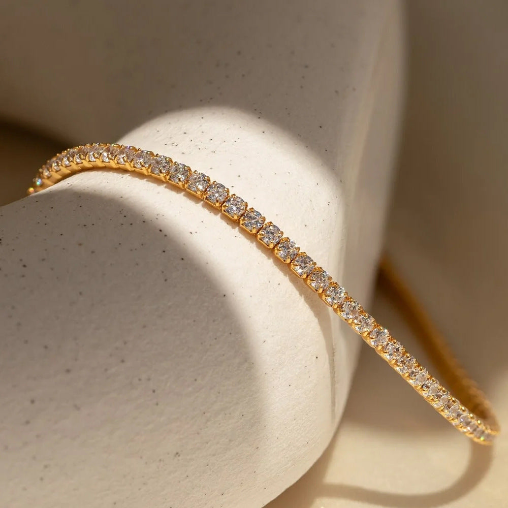 Gold eternity tennis bracelet crystal zirconia diamond look