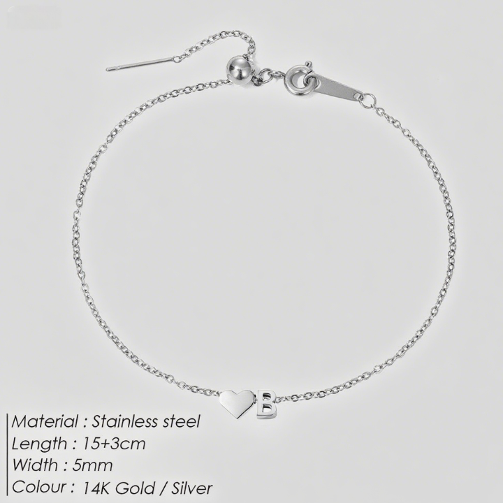 The "Cherished Initial" Heart & Monogram Bracelet