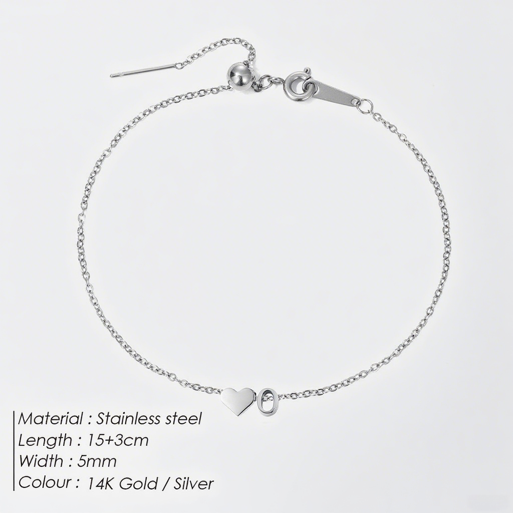 The "Cherished Initial" Heart & Monogram Bracelet