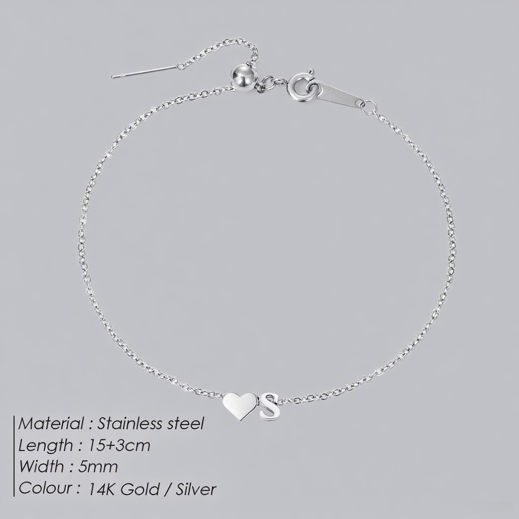 The "Cherished Initial" Heart & Monogram Bracelet