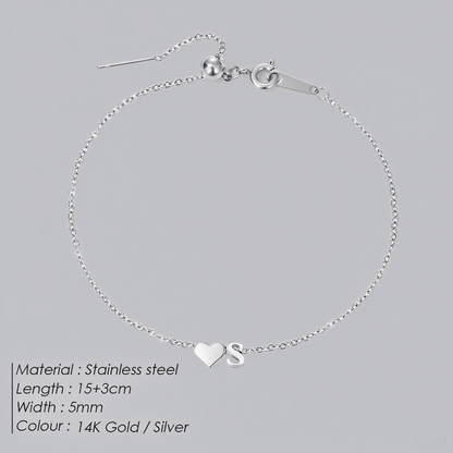 The "Cherished Initial" Heart & Monogram Bracelet