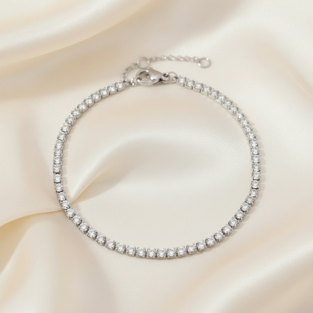 Silver eternity tennis bracelet crystal zirconia diamond look