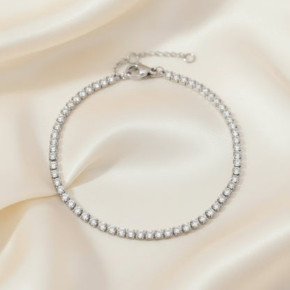 Silver eternity tennis bracelet crystal zirconia diamond look