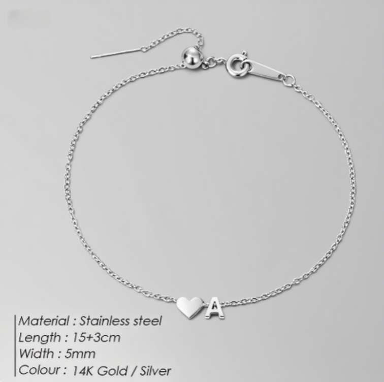 The "Cherished Initial" Heart & Monogram Bracelet