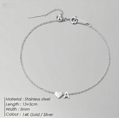 The "Cherished Initial" Heart & Monogram Bracelet