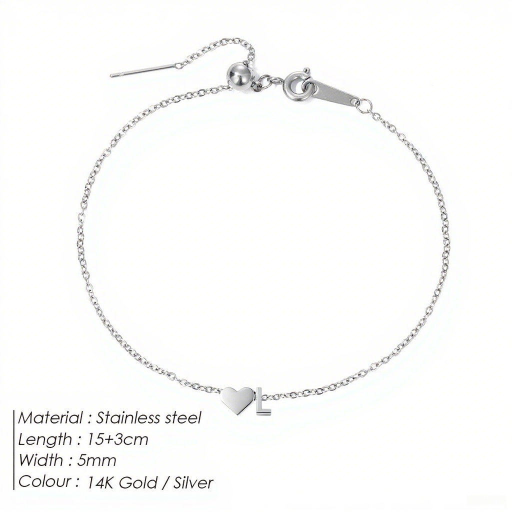 The "Cherished Initial" Heart & Monogram Bracelet