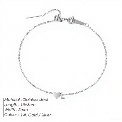 The "Cherished Initial" Heart & Monogram Bracelet