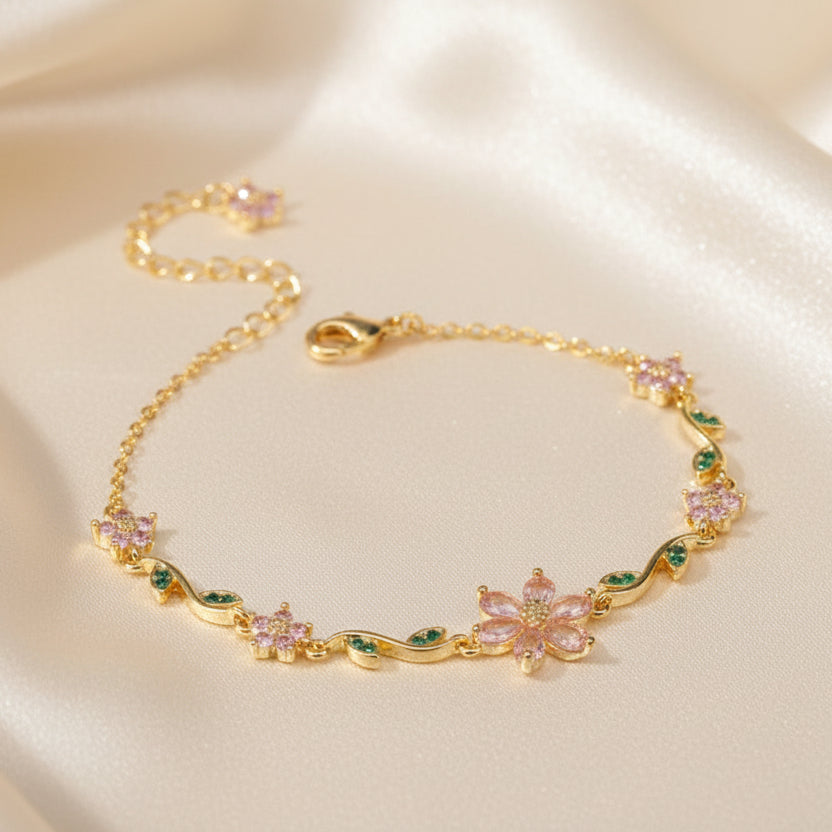 Crystal flower garden bracelet vine design sparkly rhinestone