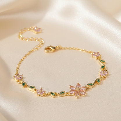 Crystal flower garden bracelet vine design sparkly rhinestone