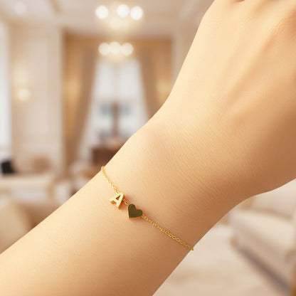The "Cherished Initial" Heart & Monogram Bracelet