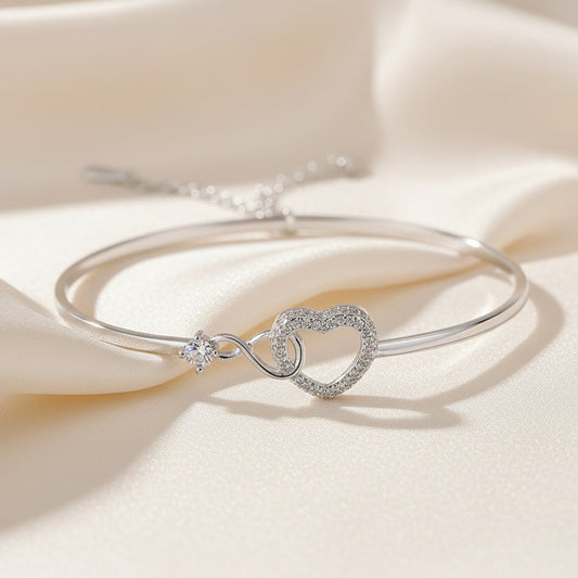 Infinity heart charm bracelet silver adjustable love symbol for her