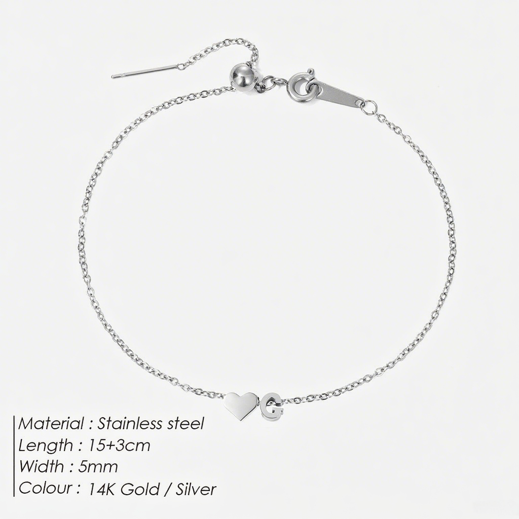 The "Cherished Initial" Heart & Monogram Bracelet