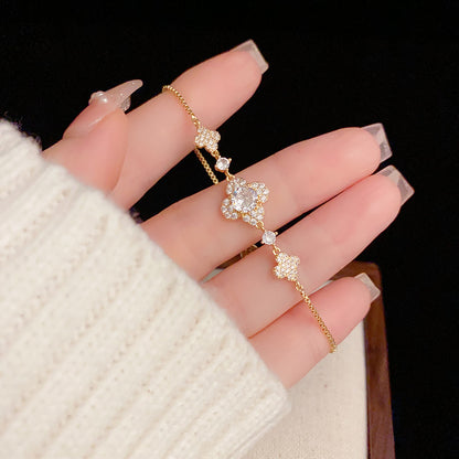 Pavé crystal flower slider bracelet diamond look luxury style