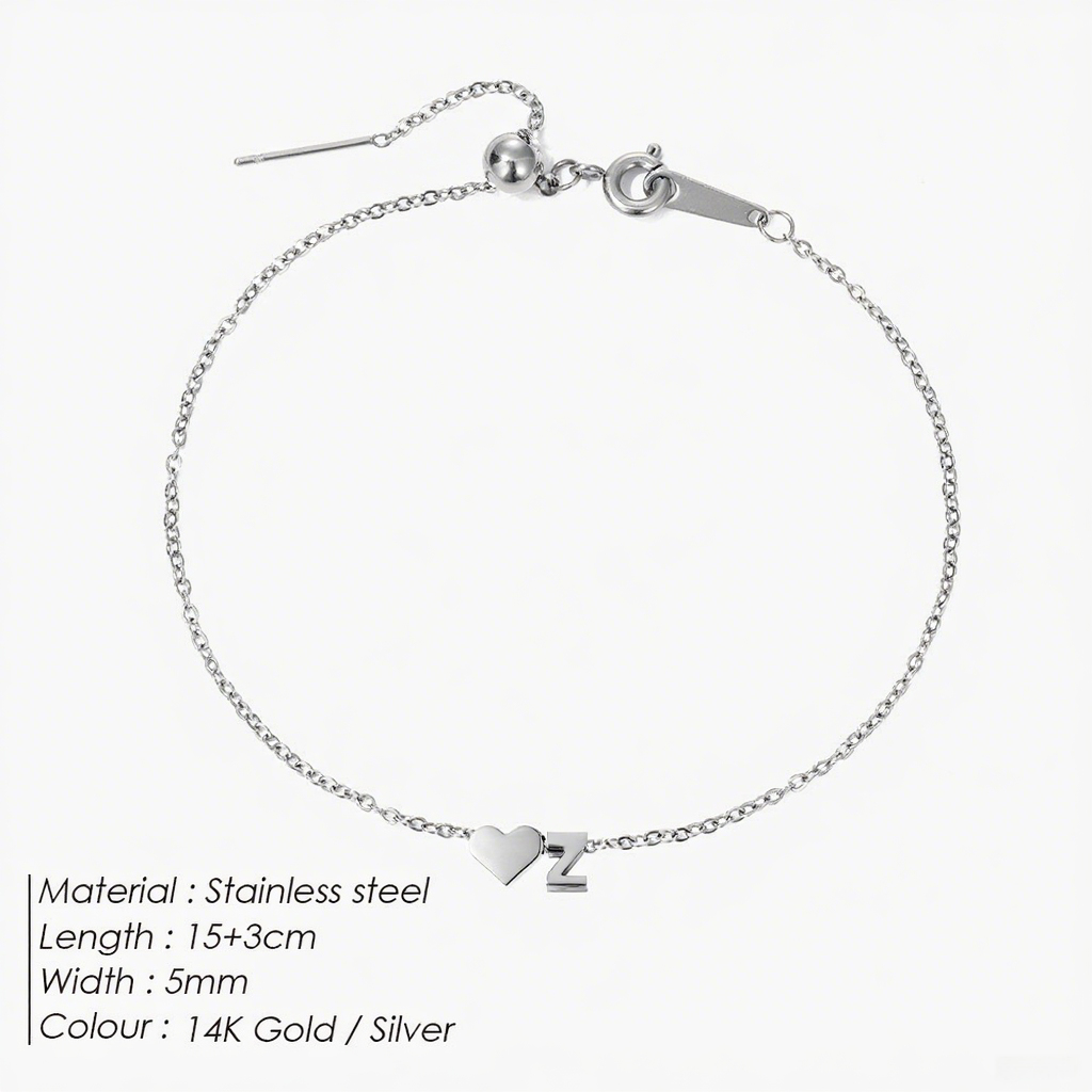 The "Cherished Initial" Heart & Monogram Bracelet